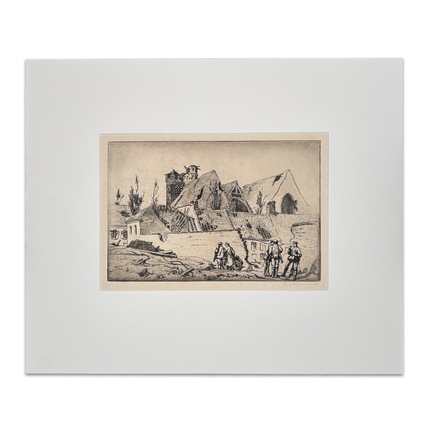 Cyril Henry Barraud - Soldiers in a Village