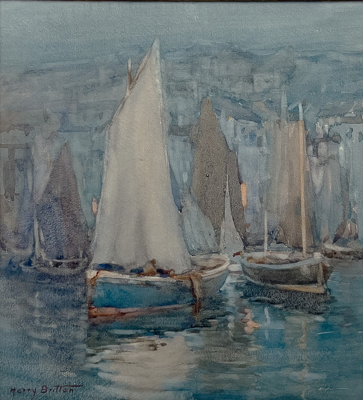 Harry Britton - Moonlit Harbour, St. Ives, England - McCanse Art