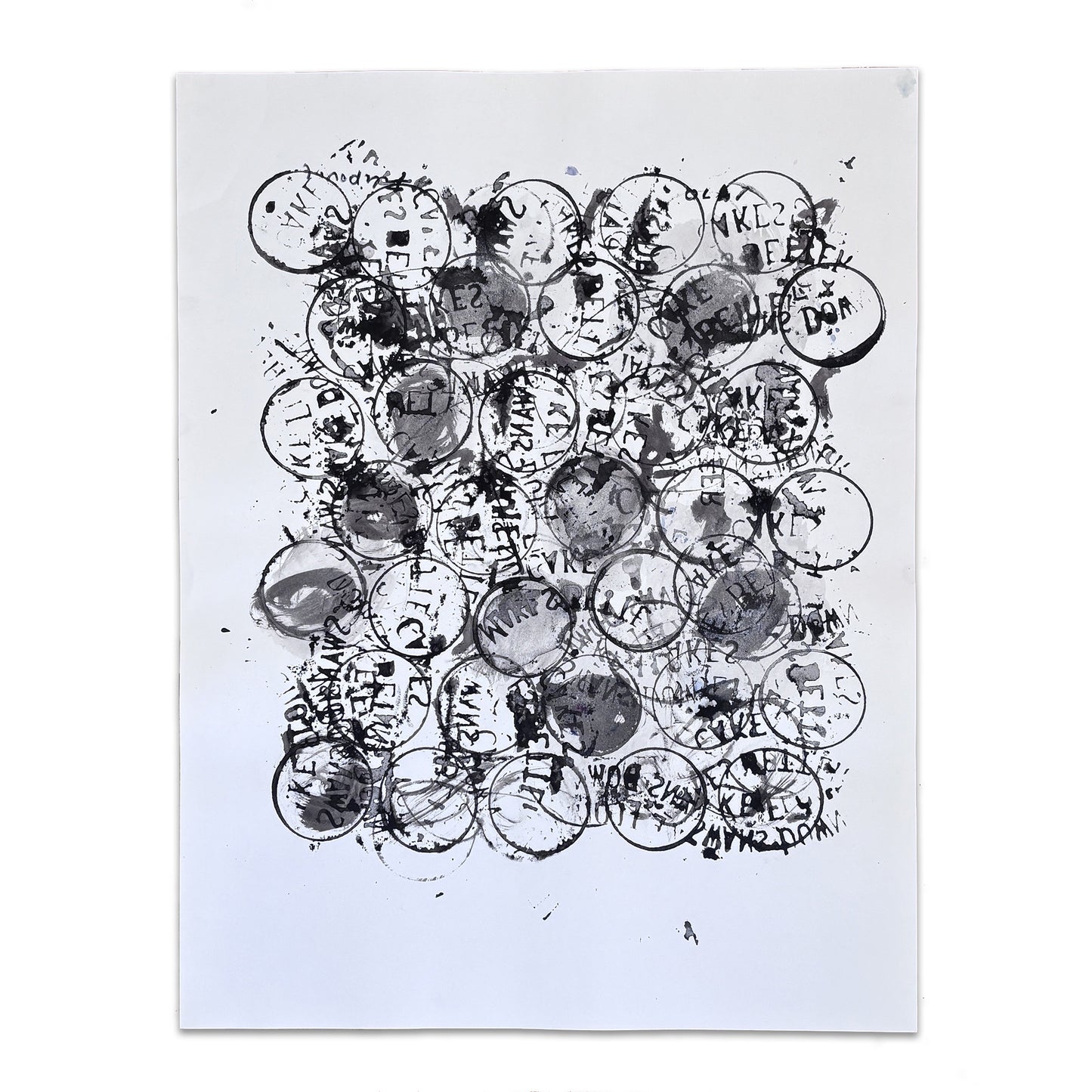 Augustin Filipovic - Composition with circles and words, in black, 1