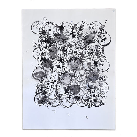 Augustin Filipovic - Composition with circles and words, in black, 1