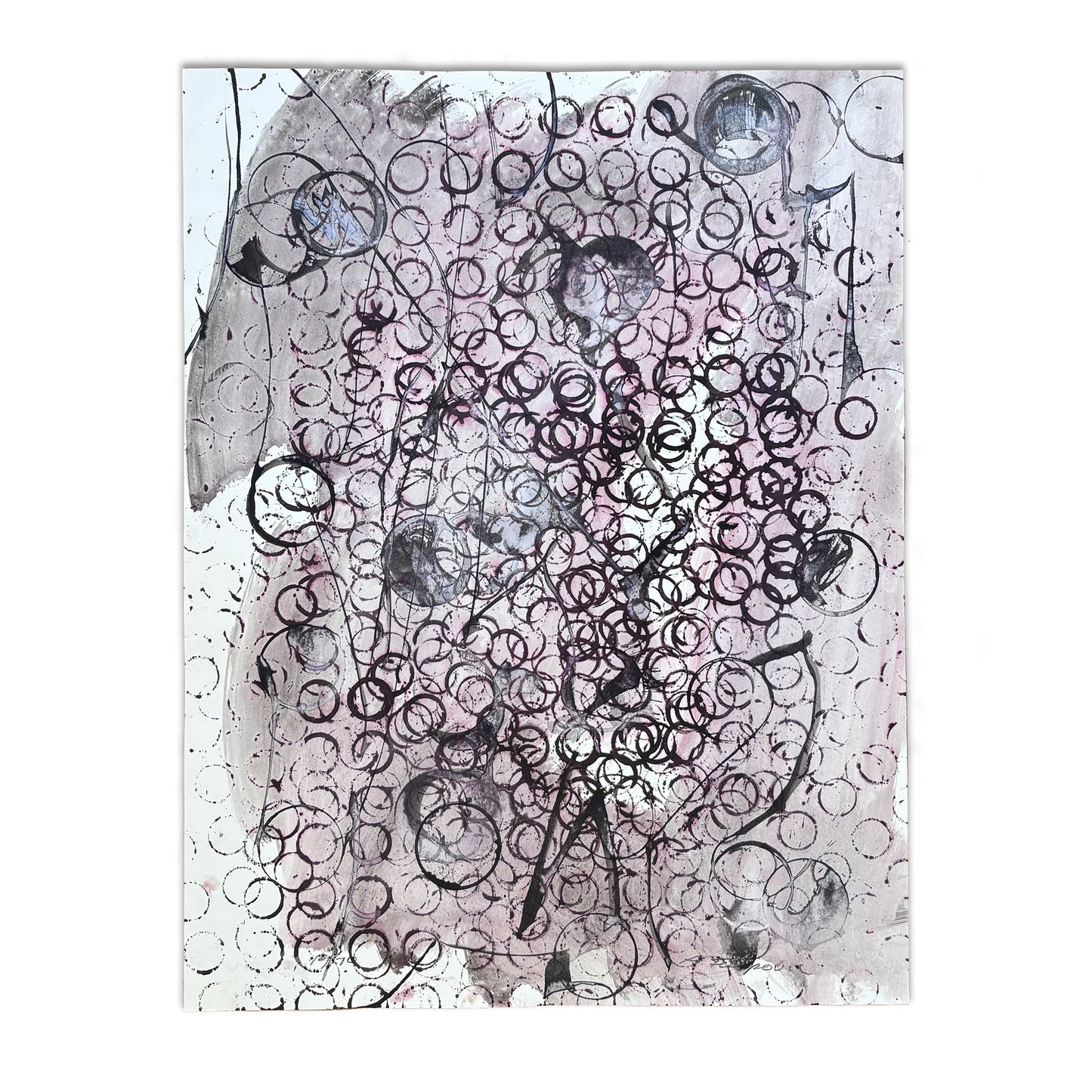Augustin Filipovic - Composition with circles, in pink and grey