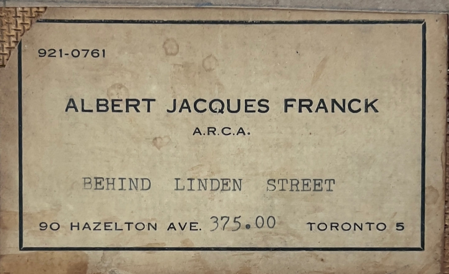 Albert Franck - Behind Linden Street