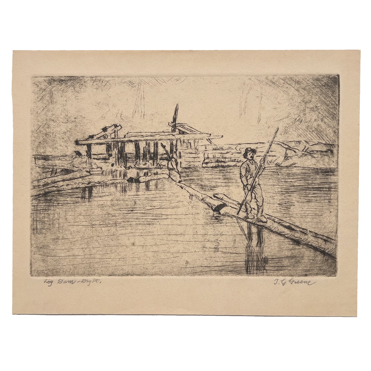 Thomas Garland Greene - Log Dam - McCanse Art