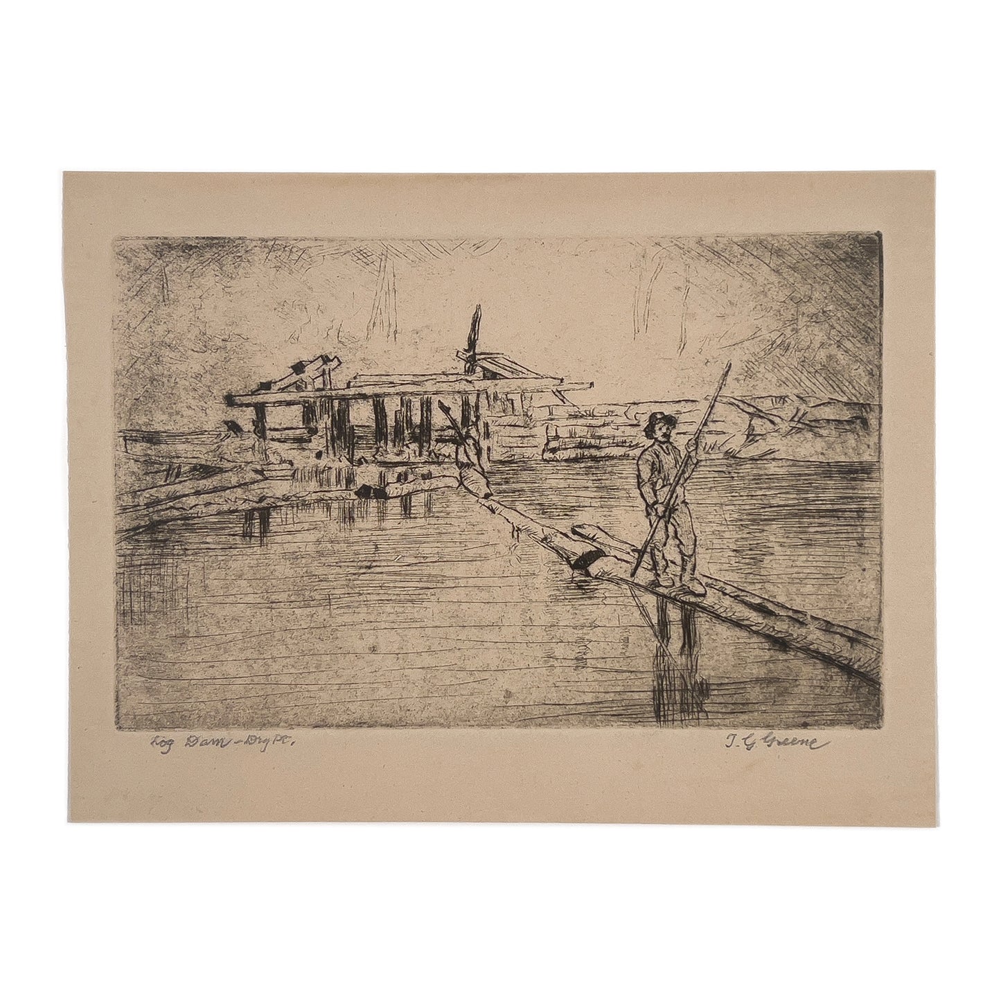 Thomas Garland Greene - Log Dam - McCanse Art