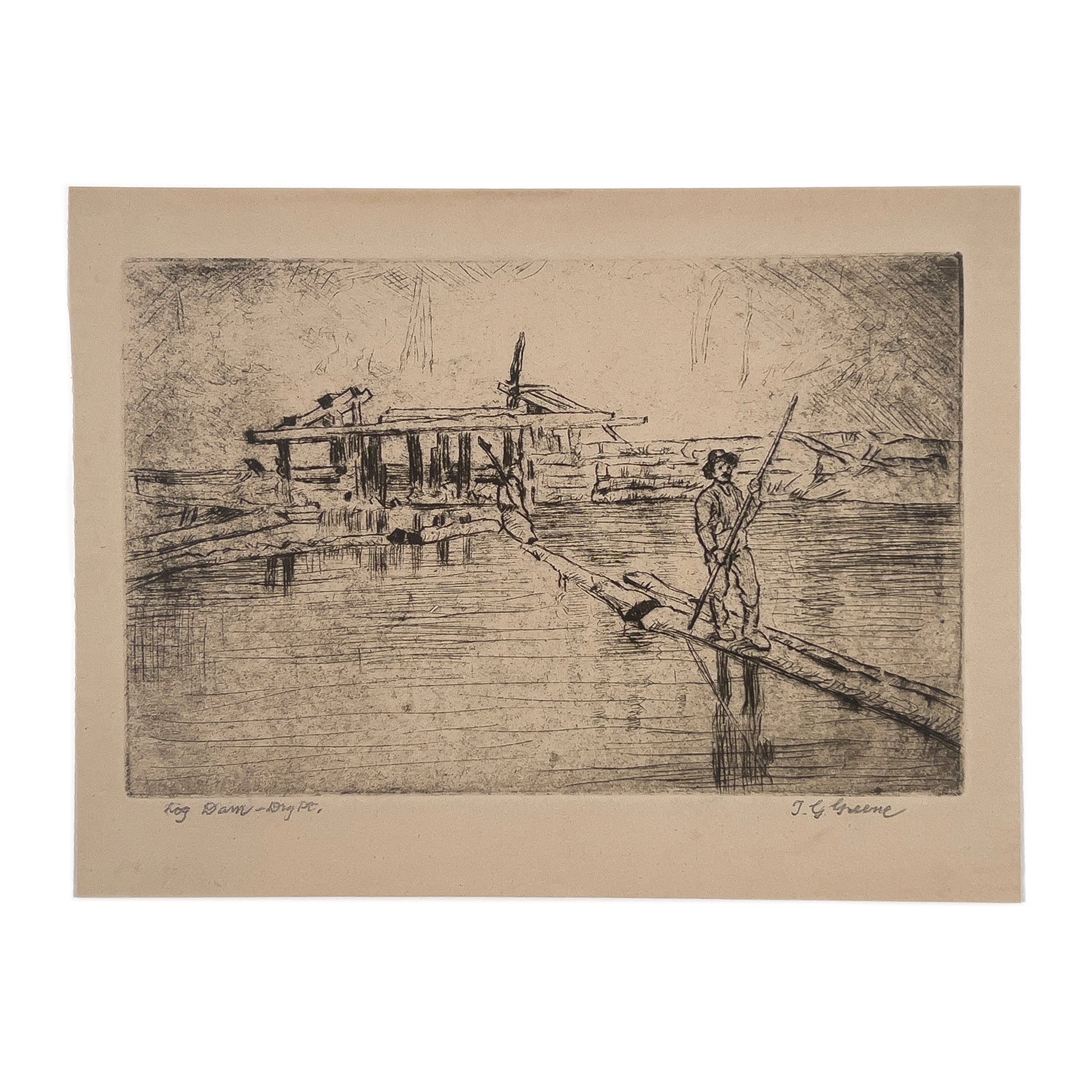 Thomas Garland Greene - Log Dam - McCanse Art