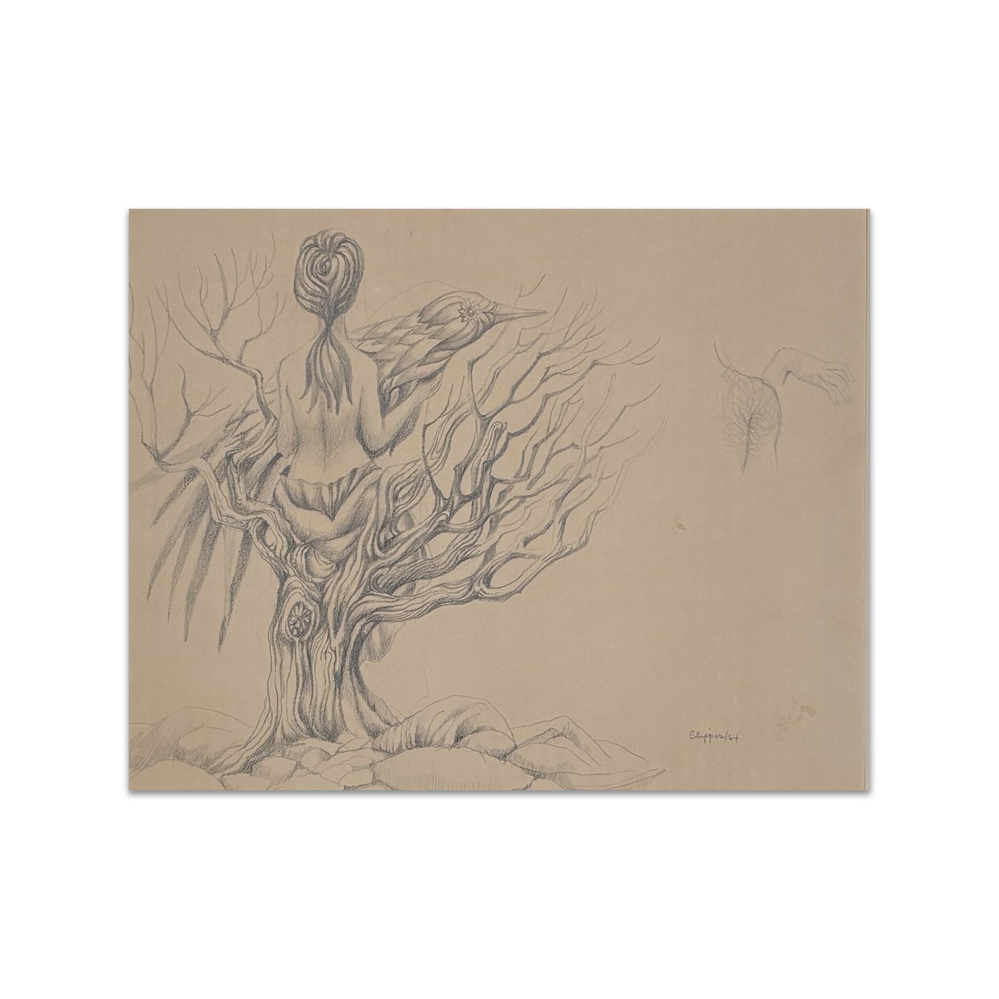 Gary Slipper - Woman with bird in tree