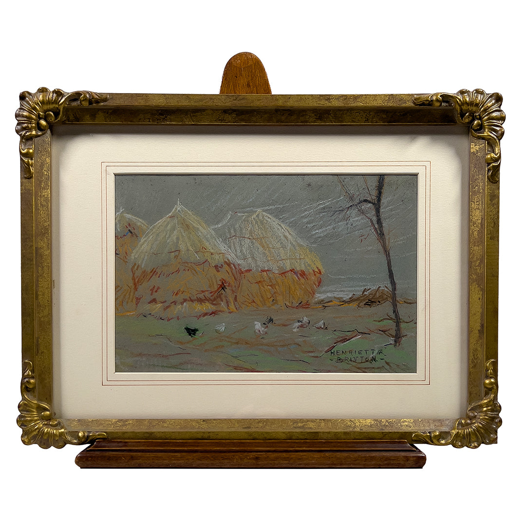 Henrietta Britton - Haystacks and Chickens - McCanse Art