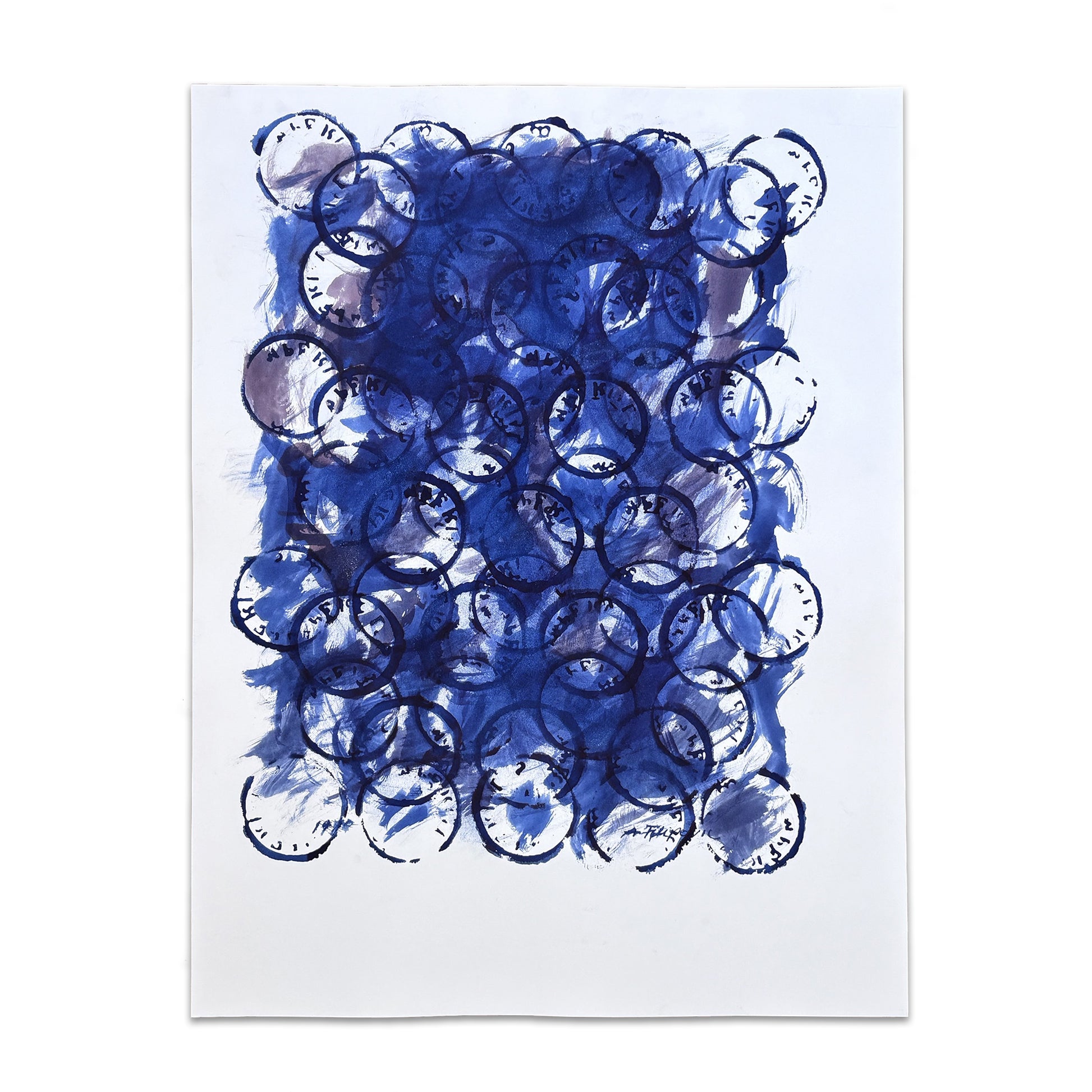 Augustin Filipovic - Composition with numbers and letters, in blue and purple