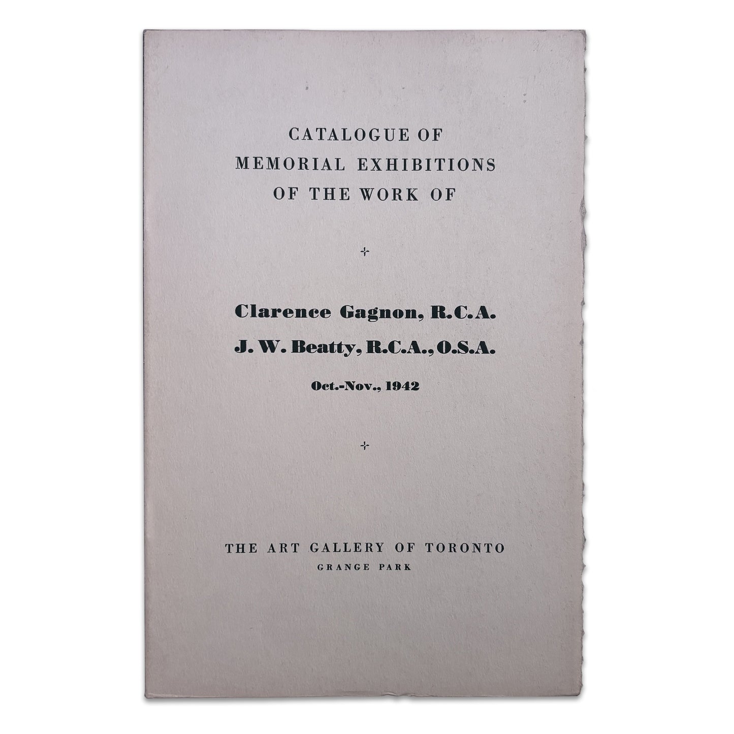 Catalogue of Memorial Exhibitions of the Work of Clarence Gagnon / J.W. Beatty. 1942