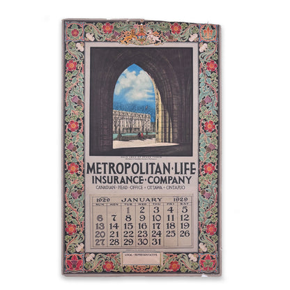 Samuel Herbert Maw - Main Arch of Peace Tower, Canadian Houses of Parliament, original sketch and calendar