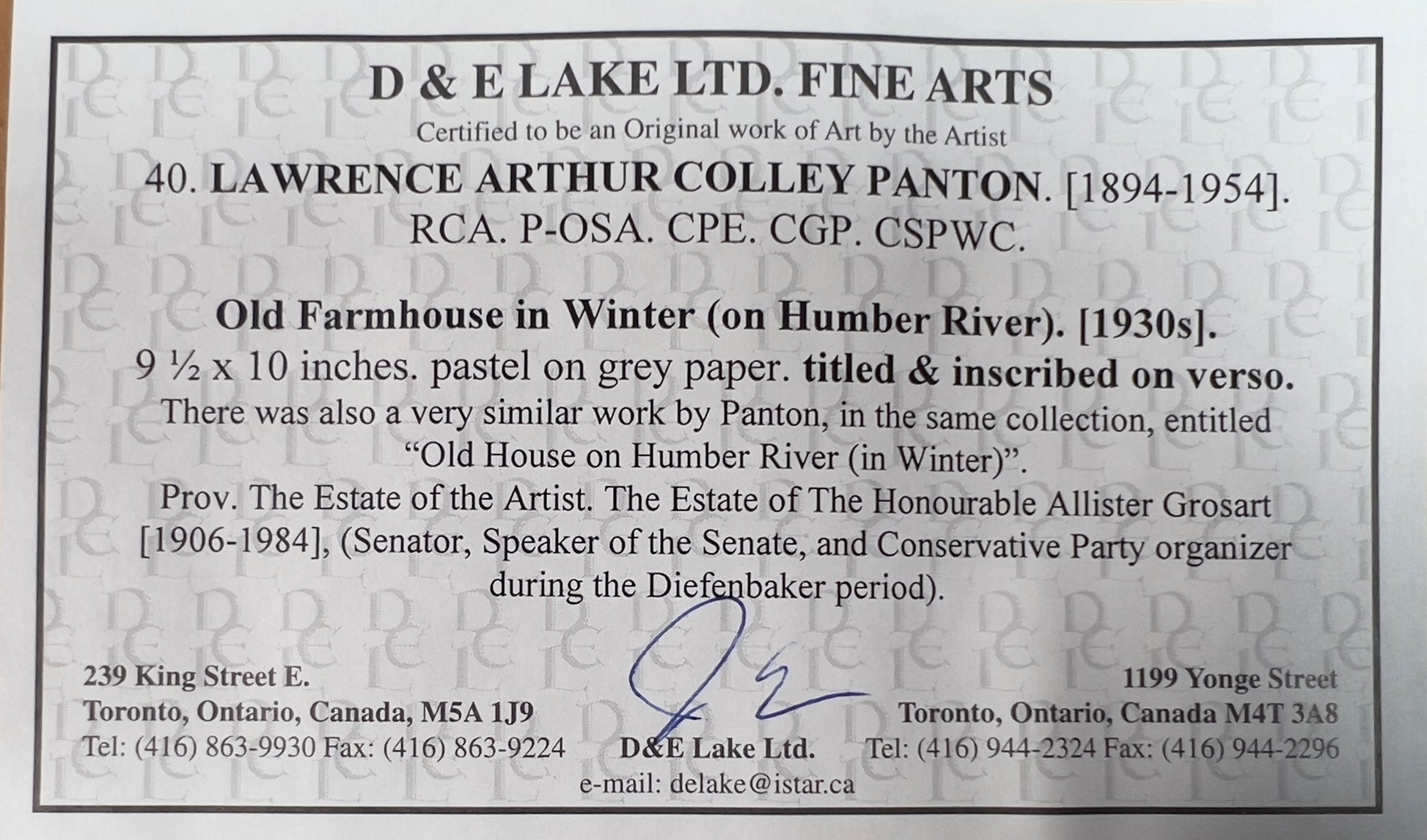 L.A.C. Panton - Old Farmhouse, Toronto